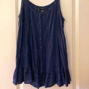 Torrid Navy Silver Stripe Peplum Cami Tank